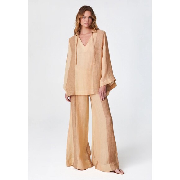 Lisa Marie Fernandez Wide Leg Gauze Linen Blend Pants size 3/M NWT - Picture 7 of 14